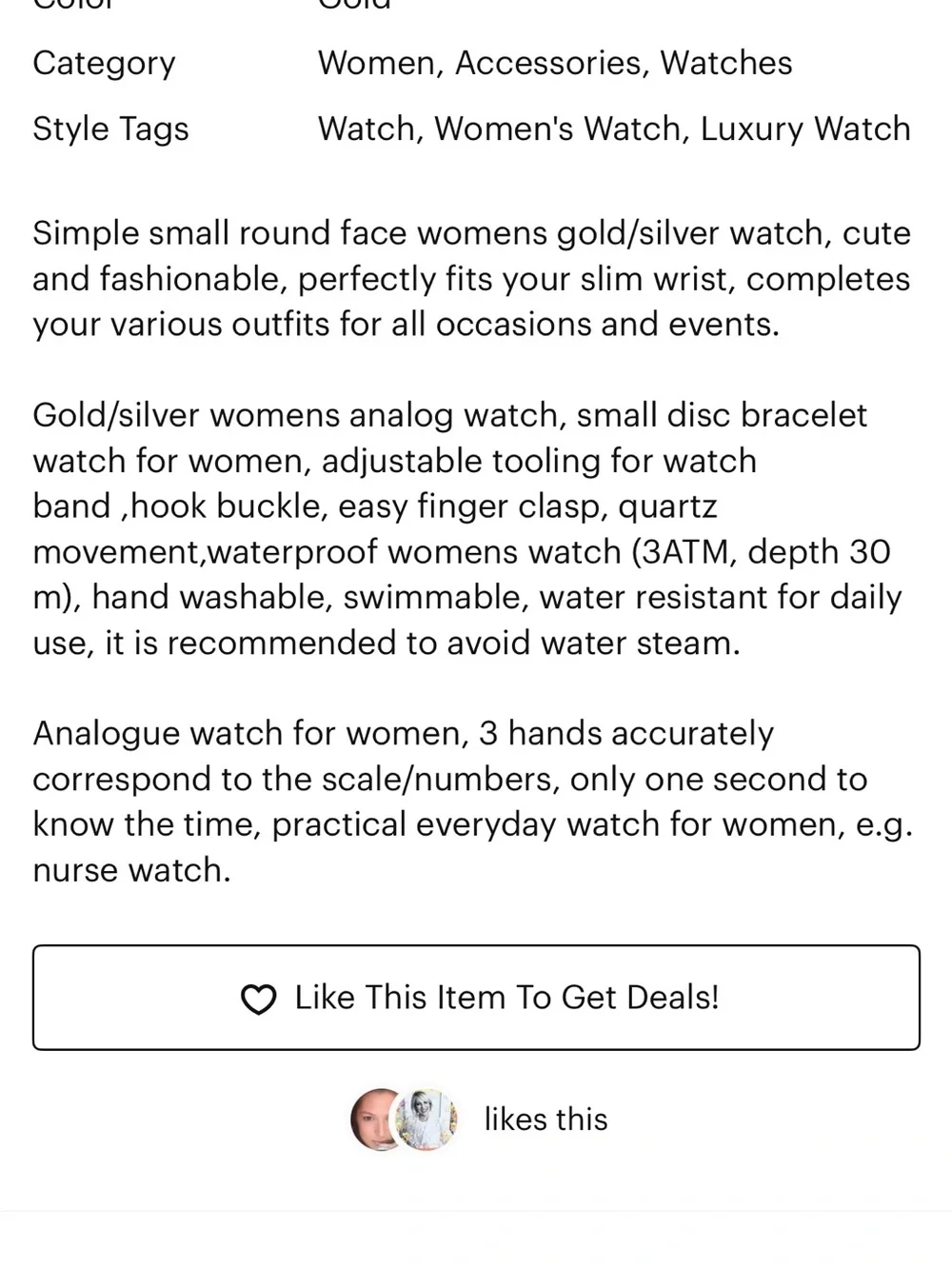 Women's All Gold Small Thin Analog Quartz Bracelet Dainty Waterproof Wrist Watch